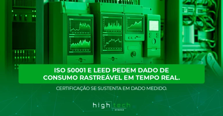 Medidores de energia com gráficos de consumo em painel elétrico: ISO 50001 e LEED pedem dado de consumo rastreável em tempo real